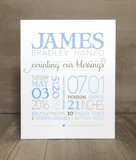 Counting Our Blessings Custom Baby Stats Print